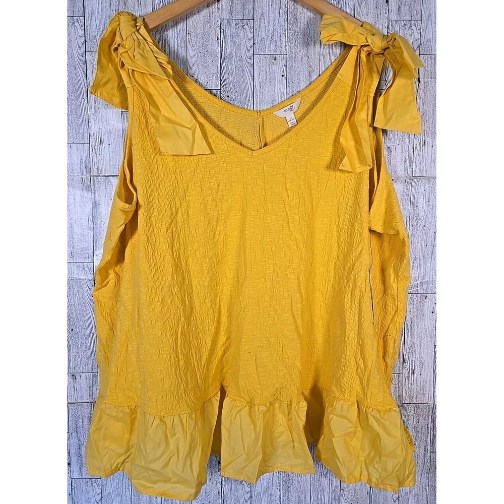 Secret Treasures Tank Top 4X (28-30) Yellow Knit Tie Shoulder Womens NEW